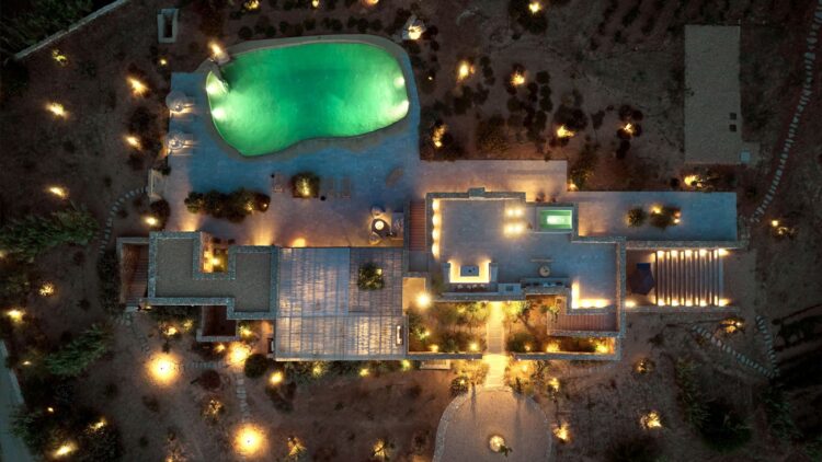 Interieurvilla Molos Beach Exklusives Ferienhaus Paros Mit Pool Abendstimmung