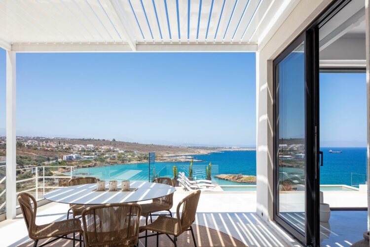 Kalathas Beachview Villa Luxuriöses Ferienhaus Kreta Terrasse
