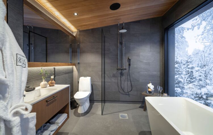 Luonto Iglu Luxus Glas Suite Lappland Mieten Bad