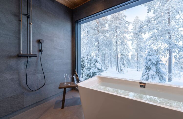 Luonto Iglu Luxus Glas Suite Lappland Mieten Badewanne