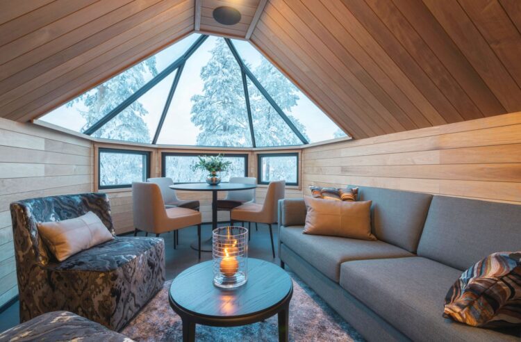 Luonto Iglu Luxus Glas Suite Lappland Mieten Couch