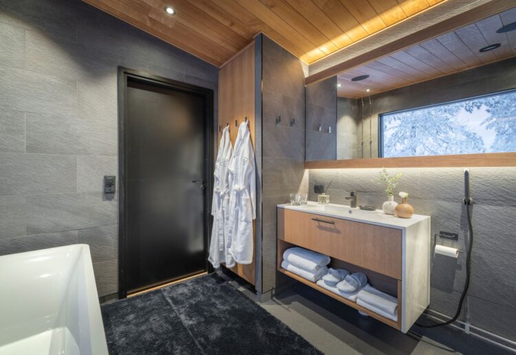 Luonto Iglu Luxus Glas Suite Lappland Mieten Dusche