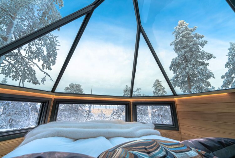 Luonto Iglu Luxus Glas Suite Lappland Mieten Glas Dach