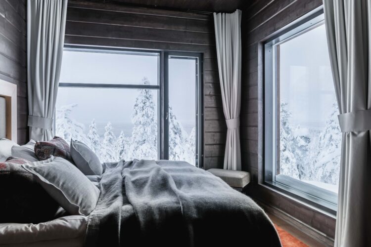 Luonto Lodge Luxus Ferienvilla Lappland Mieten Bett