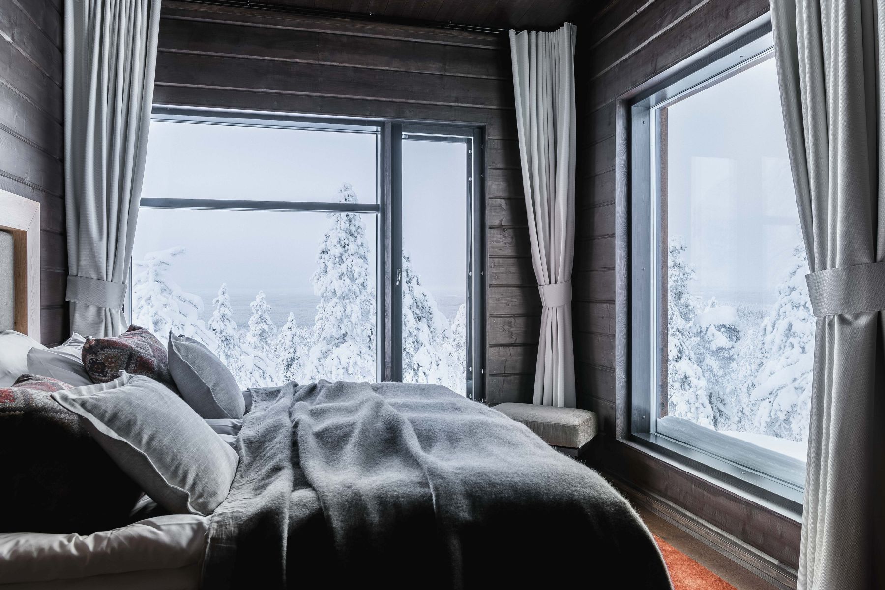 Luonto Lodge Luxus Ferienvilla Lappland Mieten Bett