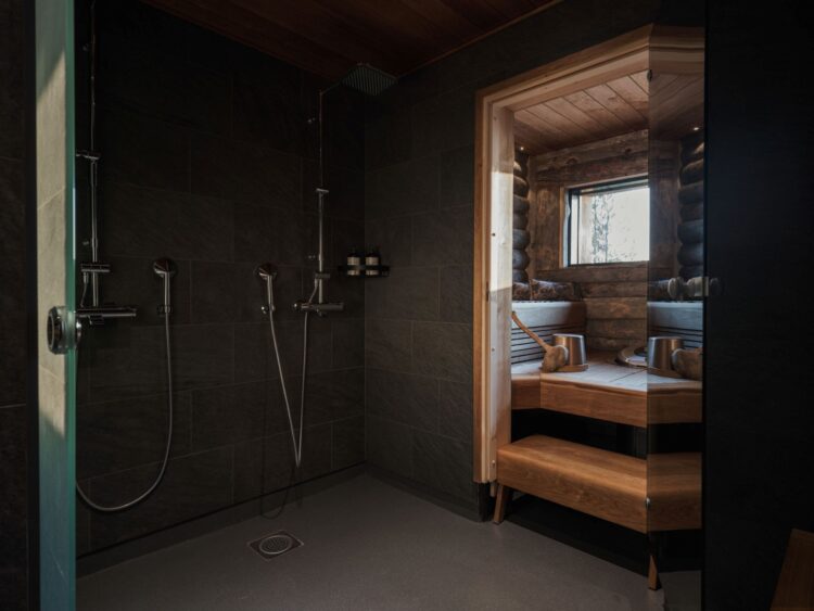Luonto Lodge Luxus Ferienvilla Lappland Mieten Duschen