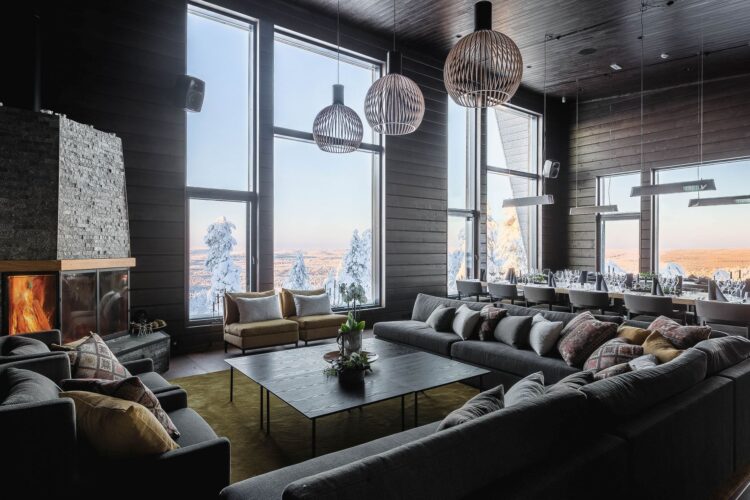 Luonto Lodge Luxus Ferienvilla Lappland Mieten Wohnbereich