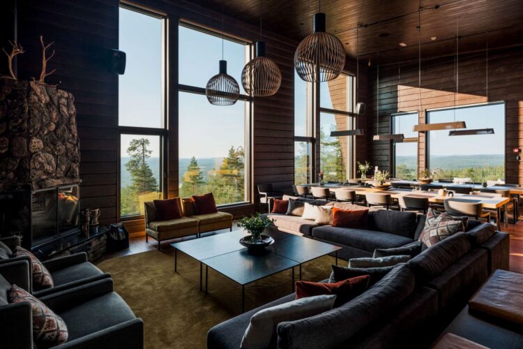 Luonto Lodge Luxus Ferienvilla Lappland Mieten Wohnzimmer
