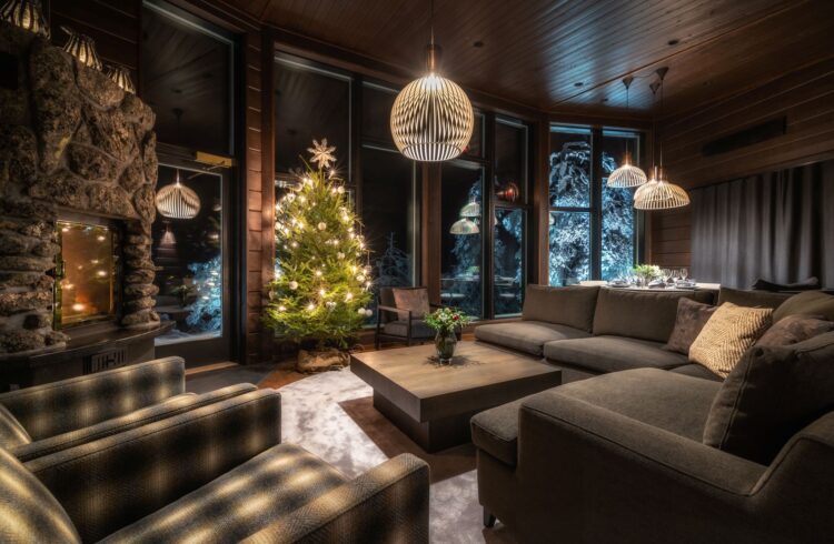 Luonto Villa Luxus Ferienhaus Lappland Mieten Abendstimmung