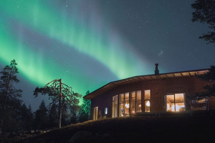 Luonto Villa Luxus Lodge Lappland Mieten Außenansicht