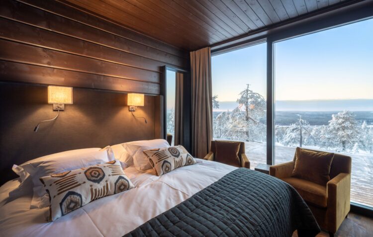 Luonto Villa Luxus Lodge Lappland Mieten Bett