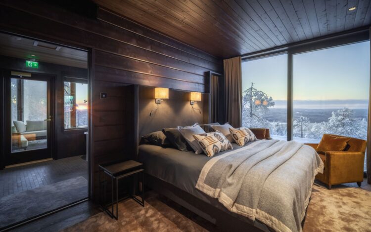 Luonto Villa Luxus Lodge Lappland Mieten Schlafzimmer