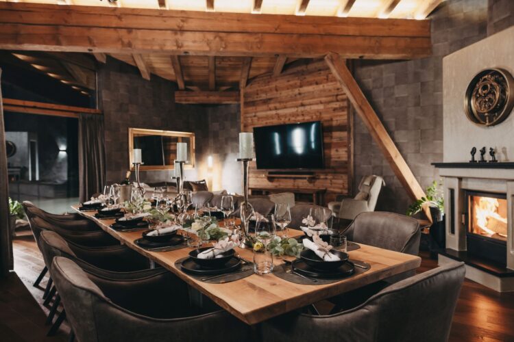 Luxus Wellnesschalet Seefeld Ski Chalet Österreich Mieten Dinner