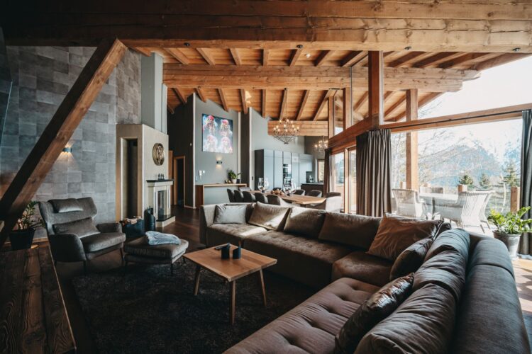 Luxus Wellnesschalet Seefeld Ski Chalet Österreich Mieten Wohnzimmer