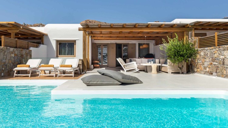 Mykonos Ferienhaus Mit 3 Schlafzimmern - Elia Ocean View Villa