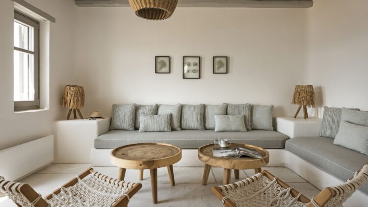 Natural Beach Villa Luxus Ferienhaus Mykonos Am Strand Couch
