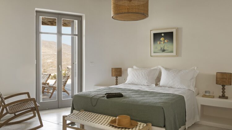 Natural Beach Villa Luxus Ferienhaus Mykonos Am Strand Doppelbett