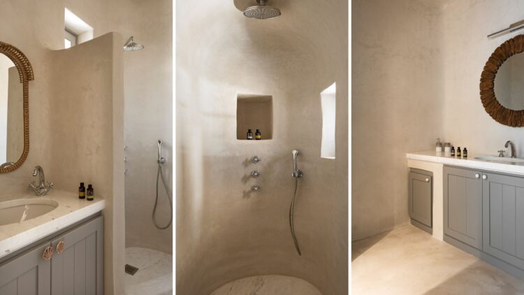 Natural Beach Villa Luxus Ferienhaus Mykonos Am Strand Dusche