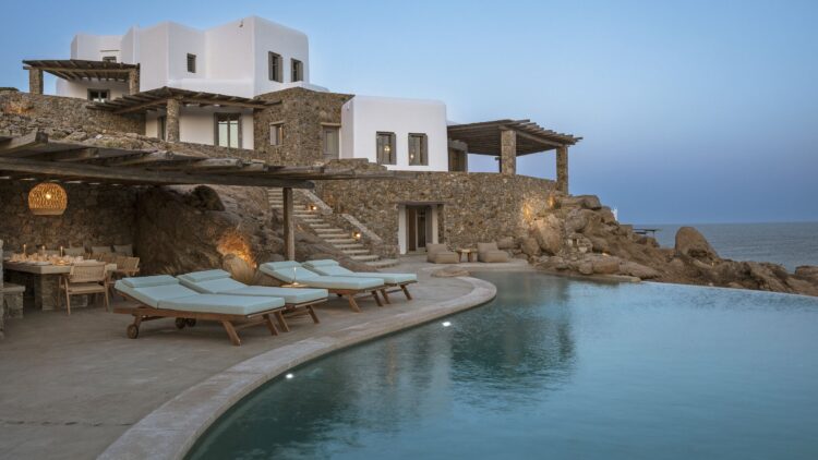 Natural Beach Villa Luxus Ferienvilla Mykonos Am Strand Pool