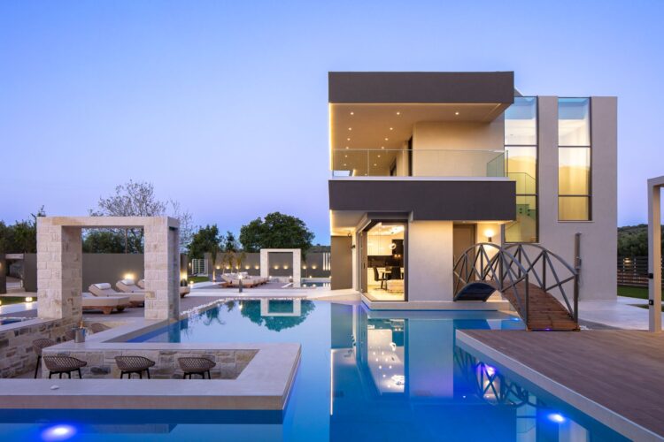 Nature Retreat Luxus Ferienvilla Kreta Mit Pool Mieten Abendstimmung