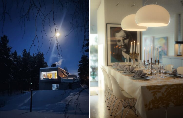 Nordic Design Villa Luxus Ferienhaus Lappland Mieten Außen