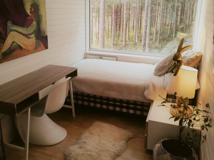 Nordic Design Villa Luxus Ferienhaus Lappland Mieten Bett