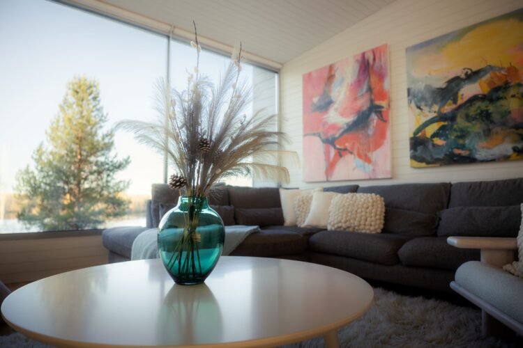 Nordic Design Villa Luxus Ferienhaus Lappland Mieten Wohnzimmer