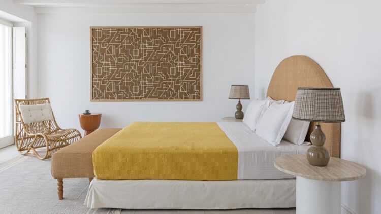 Parasporos View Villa Luxus Ferienhaus Paros Griechenland Mieten Bett