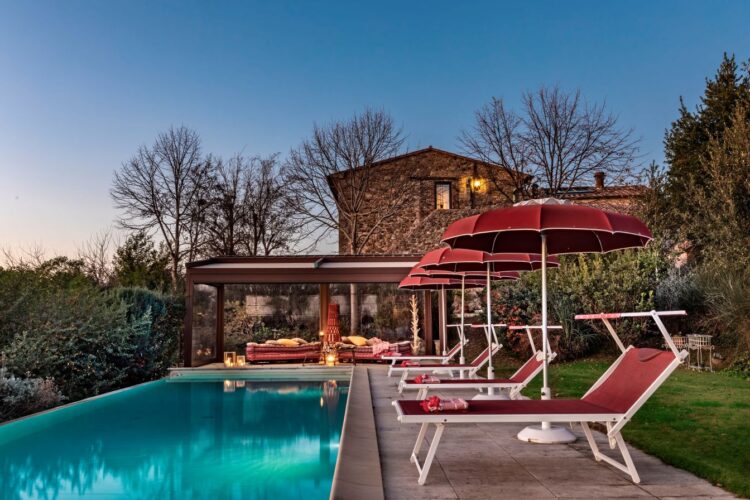 Pieve Valle Di Cecina Luxus Ferienhaus Toskana Mieten Abends