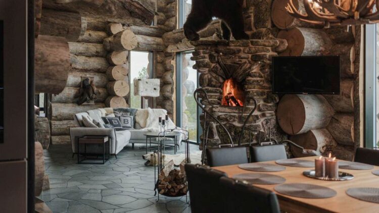 Polaris Lodge Luxus Ferienhaus Lappland Mieten Wohnzimmer