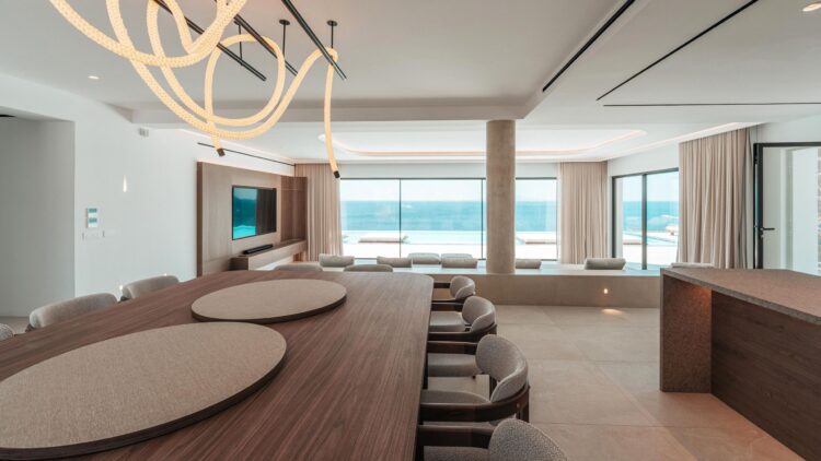 Poseidon Grand Sea Villa Luxus Ferienvilla Mykonos Am Meer Esstisch