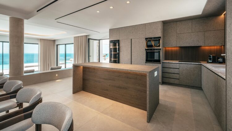 Poseidon Grand Sea Villa Luxus Ferienvilla Mykonos Am Meer Küche