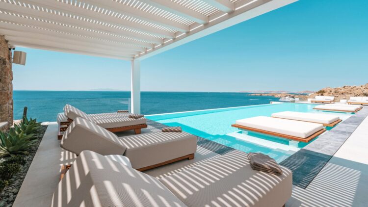 Poseidon Grand Sea Villa Luxus Ferienvilla Mykonos Am Meer Liegen