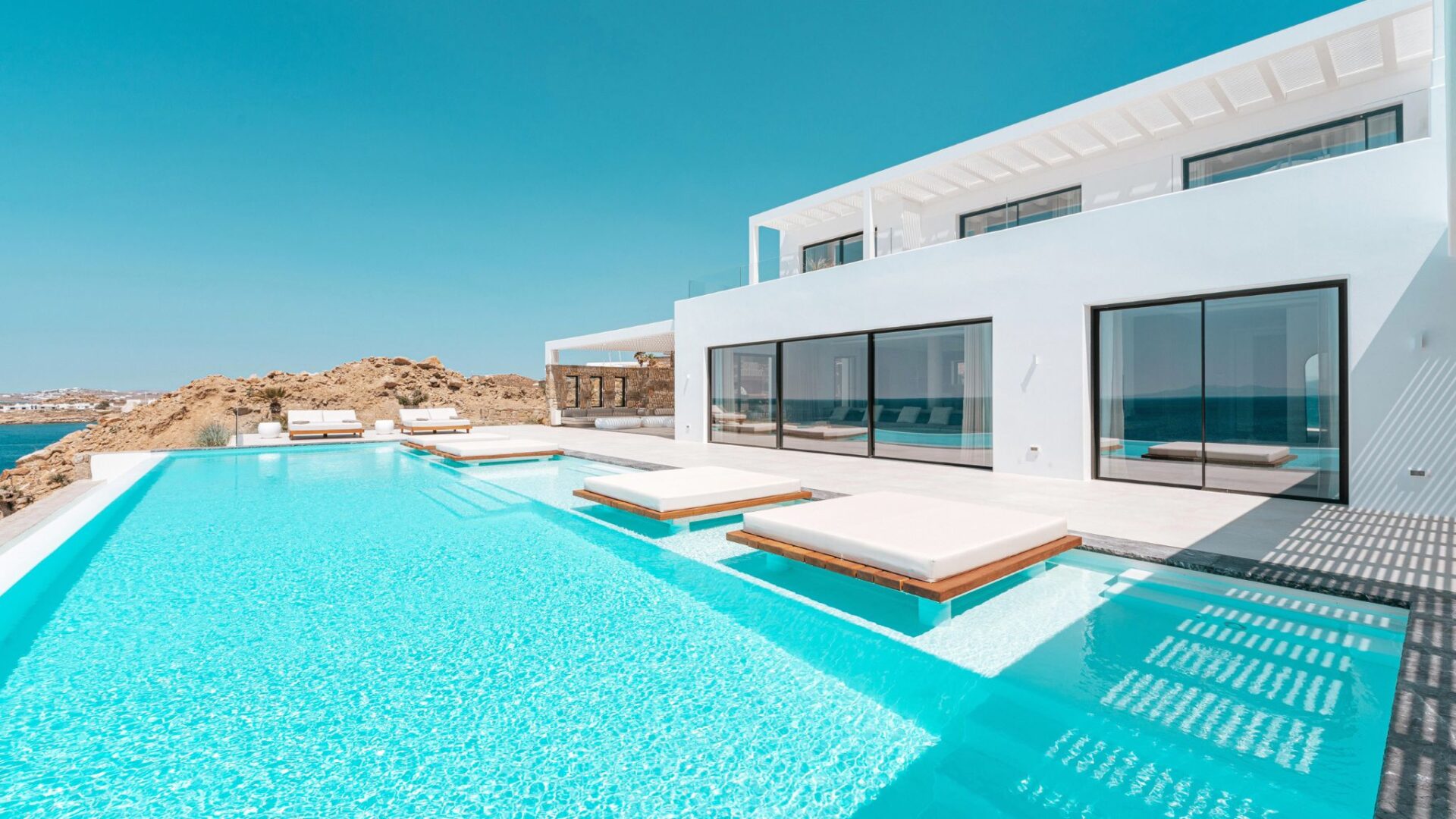 Poseidon Grand Sea Villa Luxus Ferienvilla Mykonos Am Meer Pool