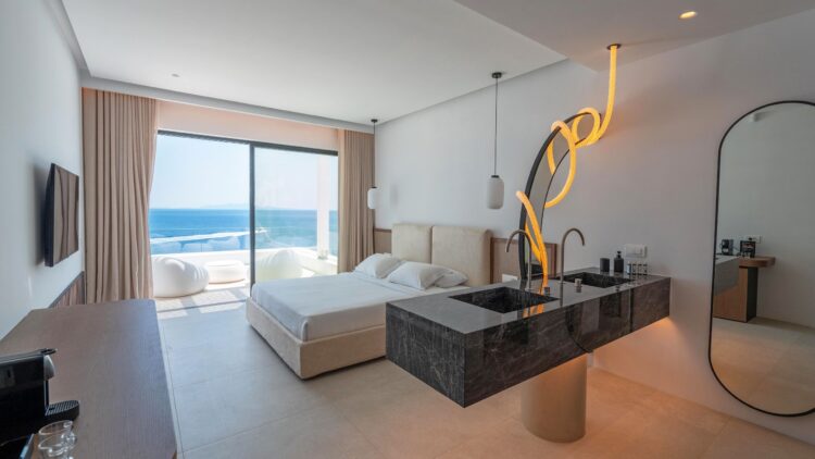 Poseidon Grand Sea Villa Luxus Ferienvilla Mykonos Am Meer Schlafen