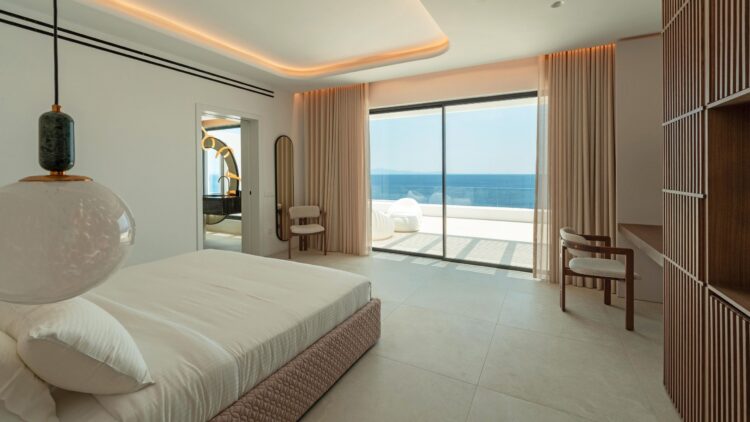 Poseidon Grand Sea Villa Luxus Ferienvilla Mykonos Am Meer Schlafzimmer