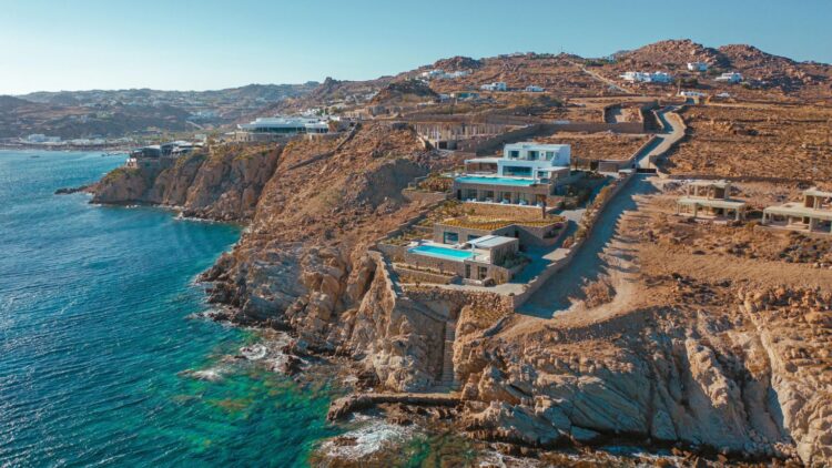 Poseidon Little Sea Villa Luxus Ferienvilla Mykonos Am Meer Mieten Drohne