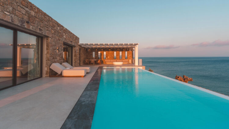 Poseidon Little Sea Villa Mykonos Am Meer Mieten Abendstimmung