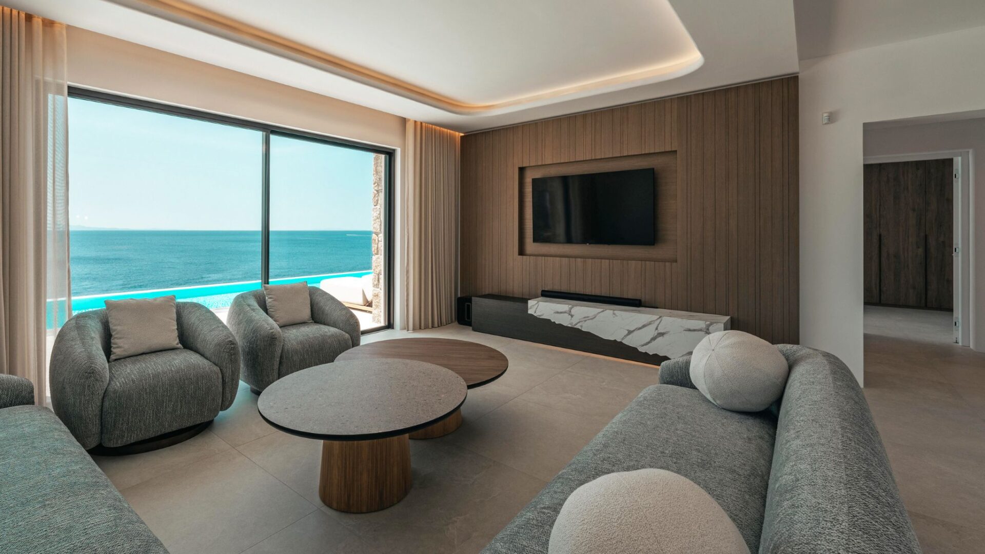 Poseidon Little Sea Villa Mykonos Am Meer Mieten Wohnzimmer