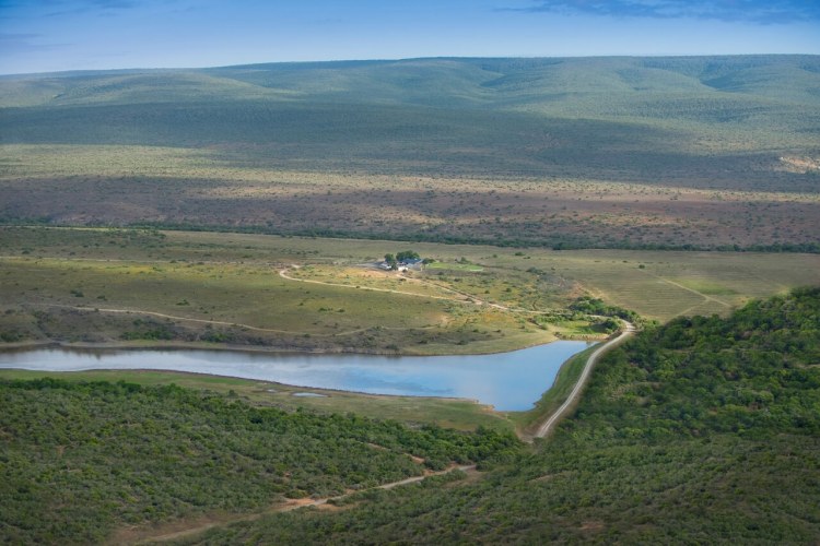 South Africa Kwandwe Private Game Reserve Fort House 01. Kwandwe Fort House Aerial Viewjpg