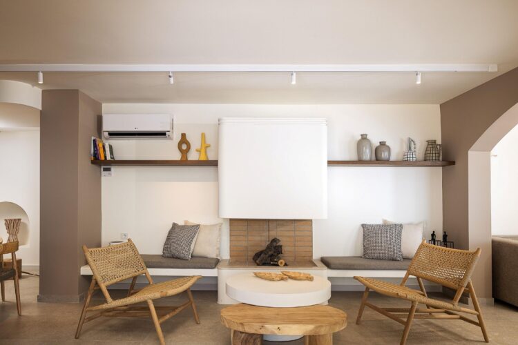 Seafront Dream Luxuriöses Ferienhaus Kreta Am Meer Mieten Kamin