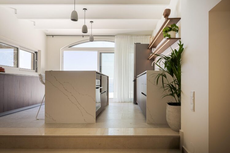 Seafront Dream Luxuriöses Ferienhaus Kreta Am Meer Mieten Küchenbereich