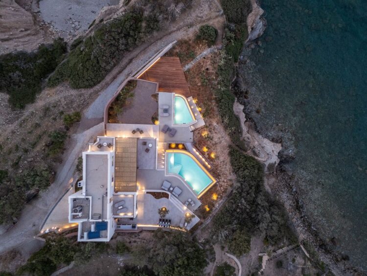 Seafront Dream Villa Luxus Ferienhaus Kreta Mieten Abendstimmung