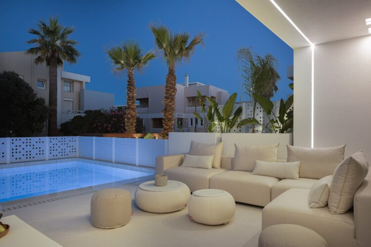 Seaside Villa Missiria Luxus Ferienhaus Kreta Mieten Lounge