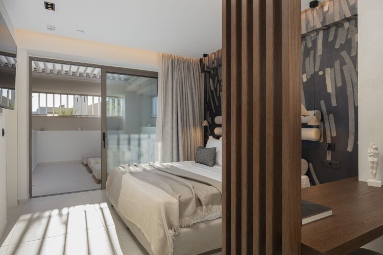 Seaside Villa Missiria Luxus Ferienhaus Kreta Mieten Schlafbereich