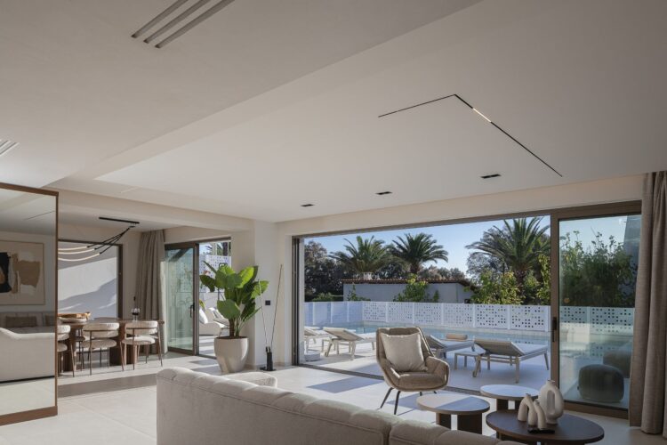 Seaside Villa Missiria Luxus Ferienhaus Kreta Mieten Wohnbereich