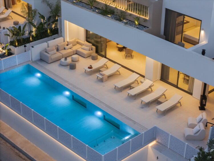 Seaside Villa Missiria Luxus Ferienhaus Kreta Mieten Abends