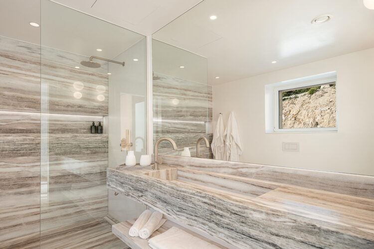Silent Sea Villa Luxus Ferienhaus Kreta Am Meer Mieten Dusche