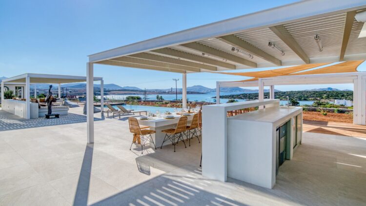 Starlight Villa Luxus Ferienvilla Paros Am Meer Mieten Alfresco Essbereich