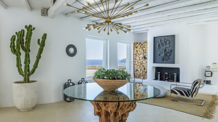 Summer House Mykonos Luxuriöses Ferienhaus Mit Pool Wohnzimmer